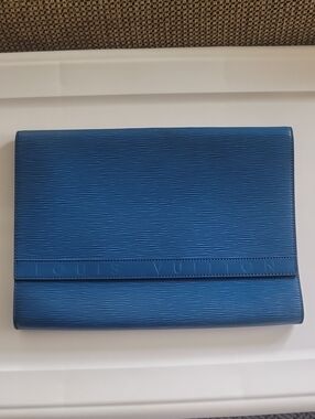 Vintage Louis Vuitton Lena Clutch  Toledo Blue Epi Document Holder